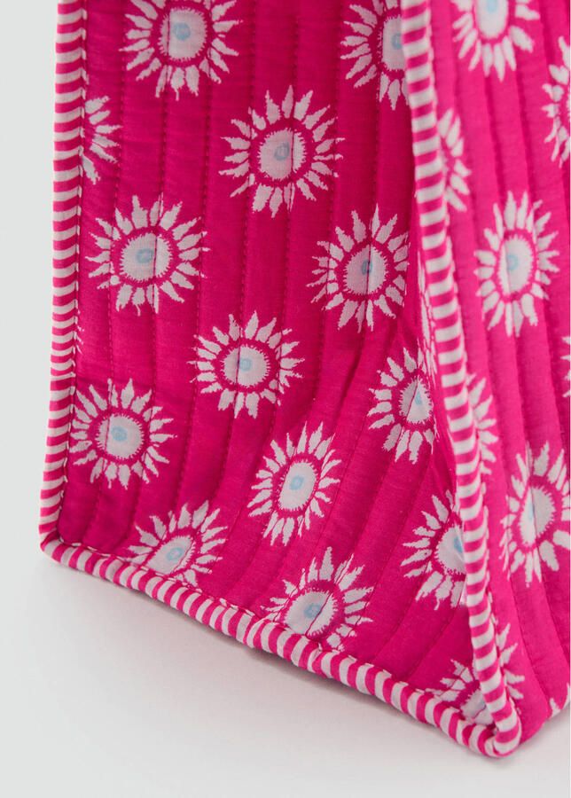 MANGO TEEN strandtas met all over print roze - Foto 2