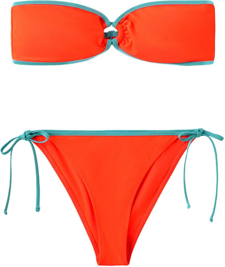 MANGO TEEN strapless bikini oranje blauw