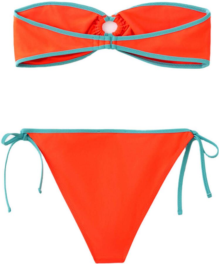 MANGO TEEN strapless bikini oranje blauw - Foto 2