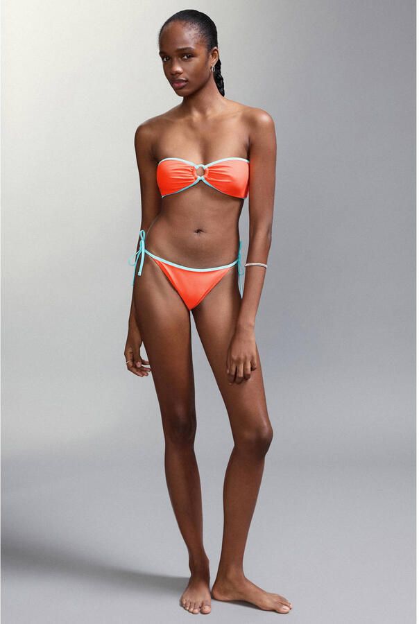 MANGO TEEN strapless bikini oranje blauw - Foto 3