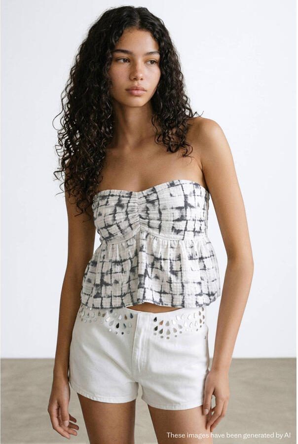 MANGO TEEN strapless top ecru