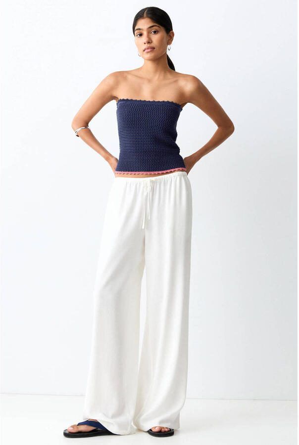 MANGO TEEN strapless top gebreid donkerblauw - Foto 2