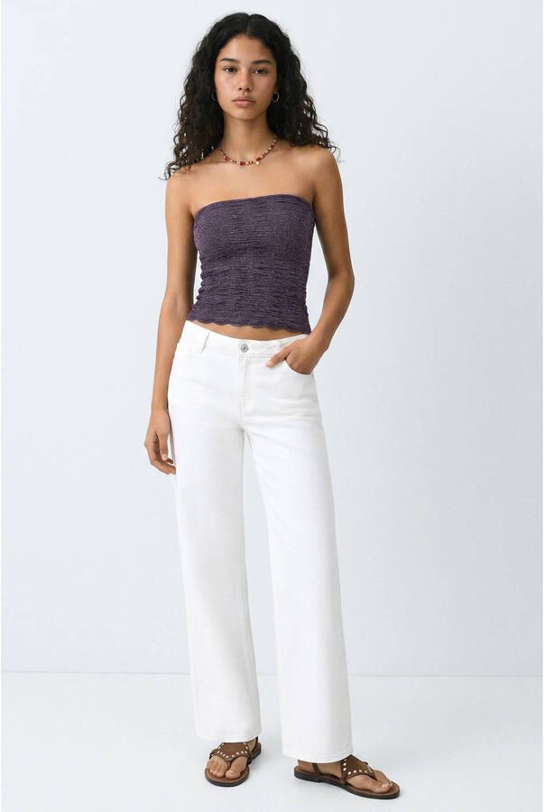 MANGO TEEN strapless top met glitters aubergine - Foto 3