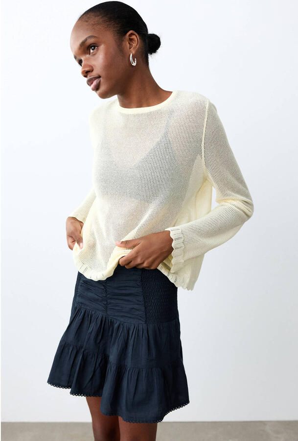 MANGO TEEN strokenrok donkerblauw