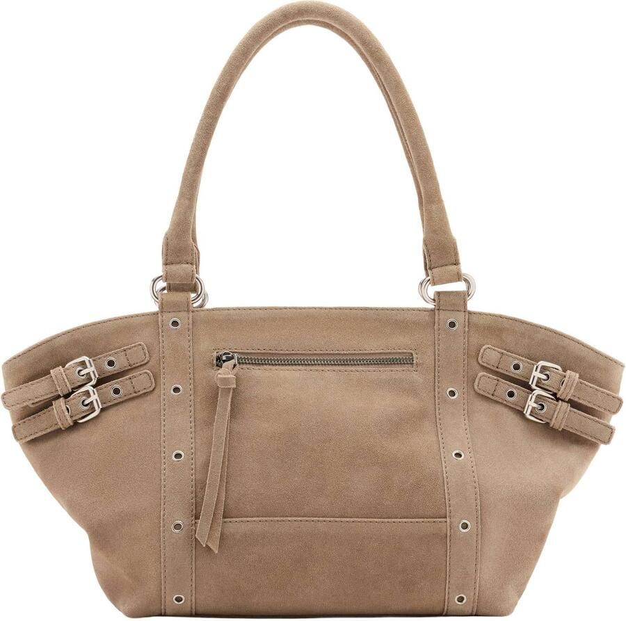 MANGO TEEN suede schoudertas beige Meisjes Suède Effen
