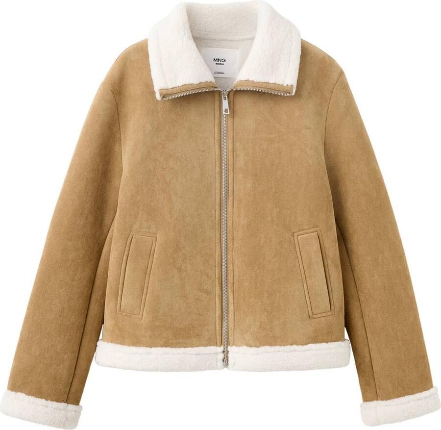 MANGO TEEN suède winterjas bruin