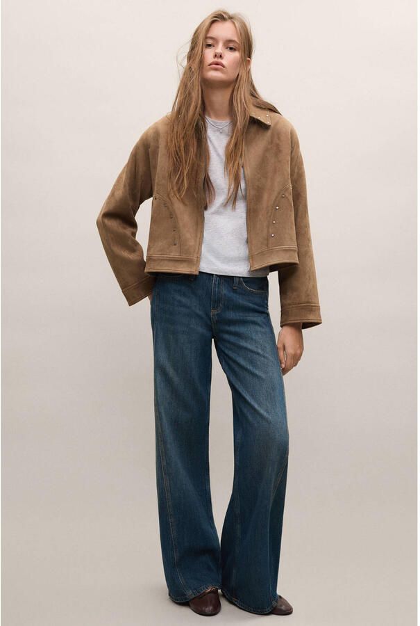 MANGO TEEN suèdelook jasje met studs middenbruin