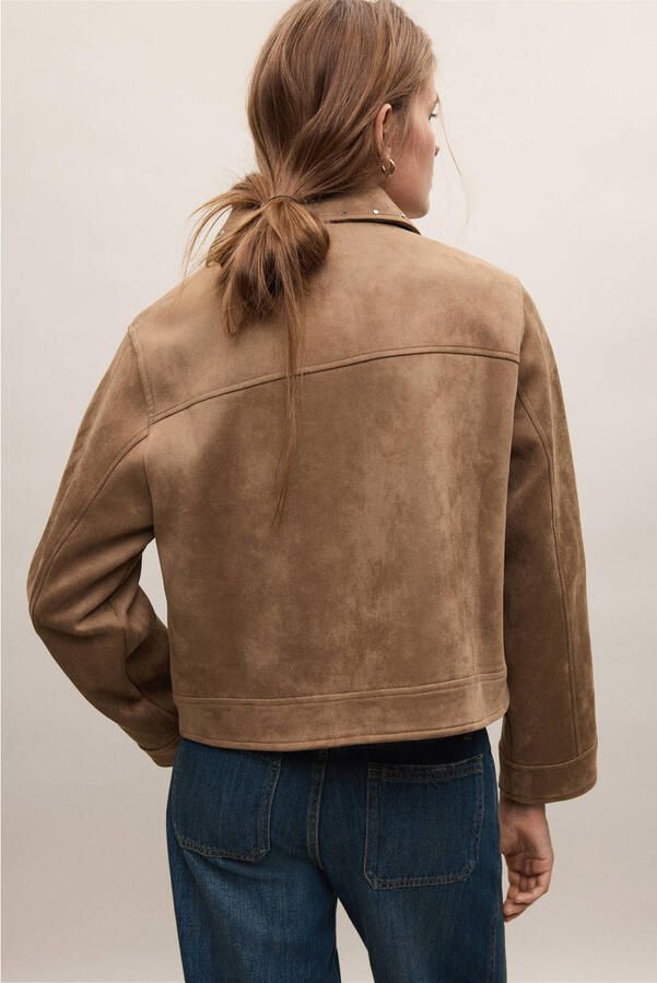 MANGO TEEN suèdelook jasje met studs middenbruin - Foto 3