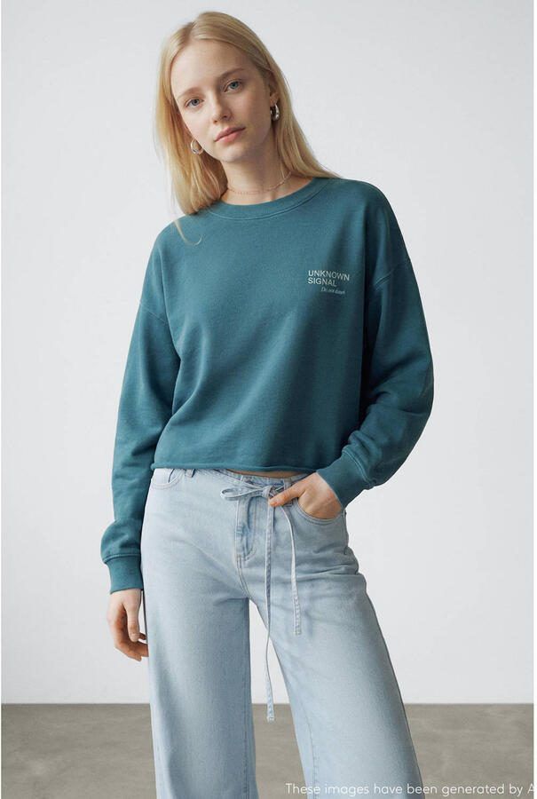 MANGO TEEN sweater met backprint petrol