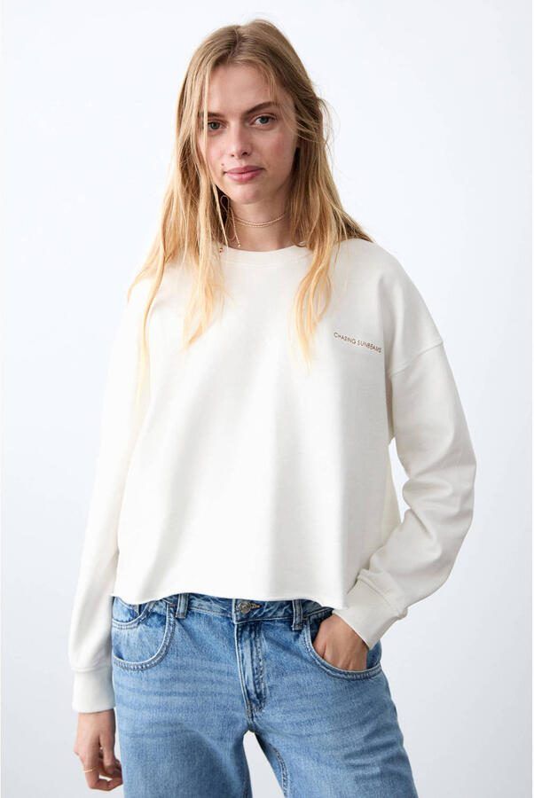 MANGO TEEN sweater met backprint wit