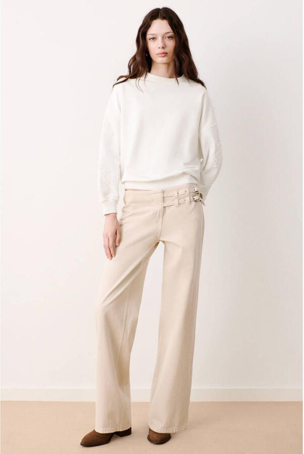 MANGO TEEN sweater met borduursels wit