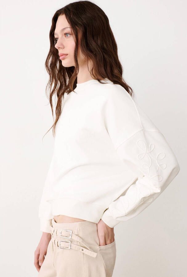 MANGO TEEN sweater met borduursels wit - Foto 3