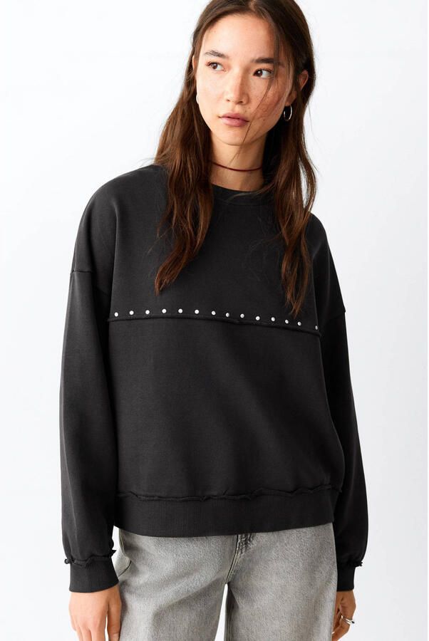 MANGO TEEN sweater met studs antraciet