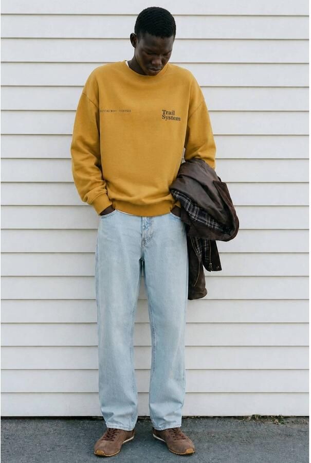MANGO TEEN sweater met tekst oker