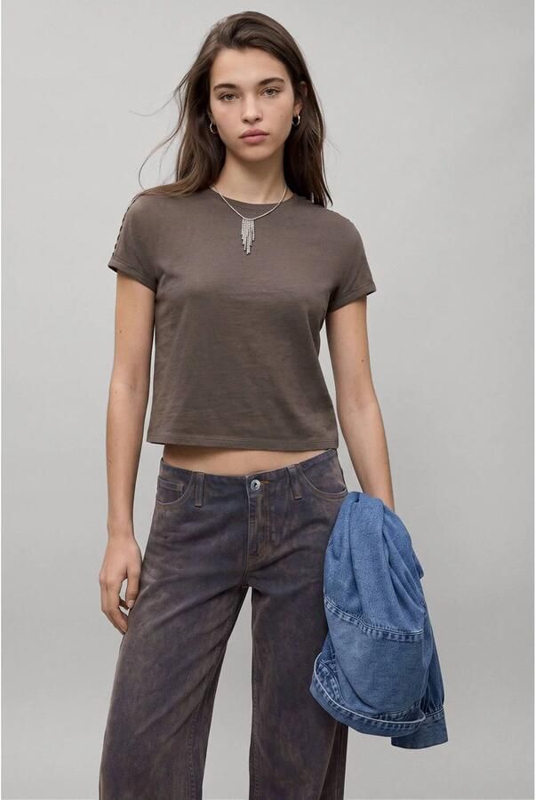 MANGO TEEN T-shirt bruin Meisjes Katoen Ronde hals Effen maat 152(XXS) - Foto 3