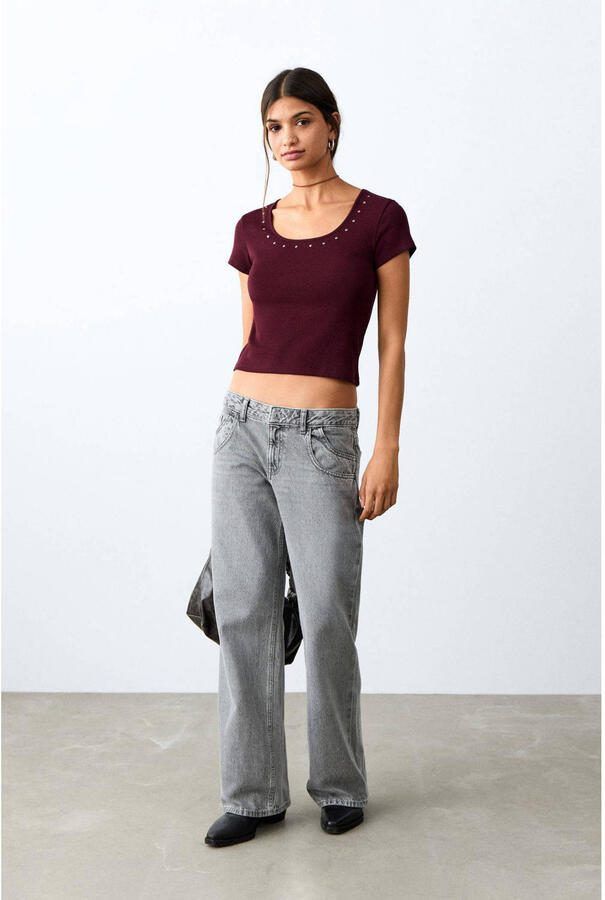 MANGO TEEN T-shirt donkerrood - Foto 2