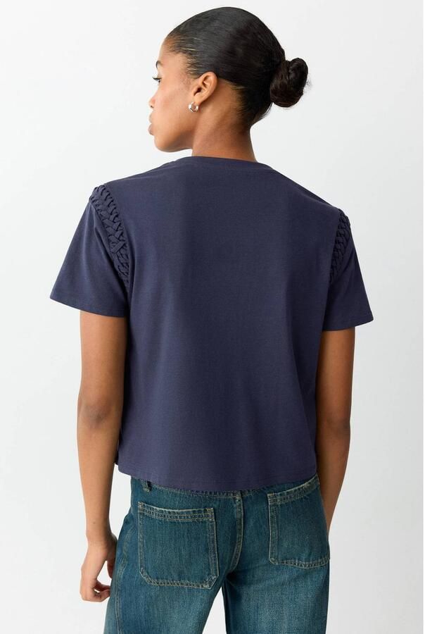 MANGO TEEN T-shirt marineblauw Meisjes Katoen Ronde hals Effen maat 152(XXS) - Foto 2