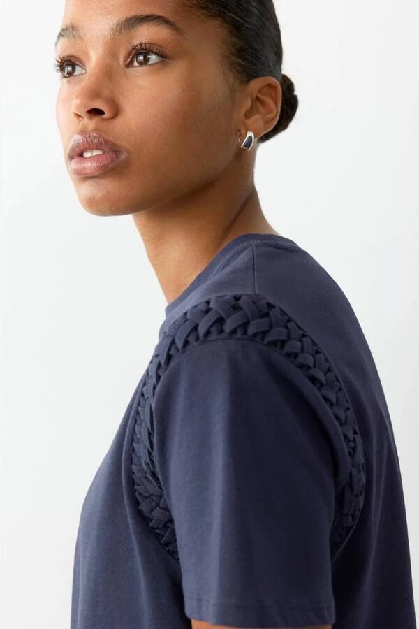 MANGO TEEN T-shirt marineblauw Meisjes Katoen Ronde hals Effen maat 152(XXS) - Foto 3
