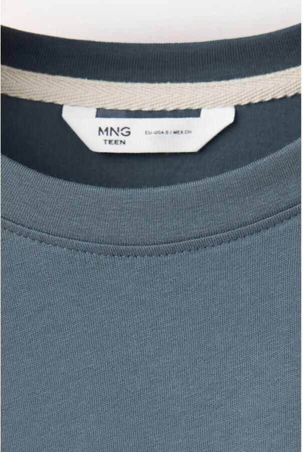 MANGO TEEN T-shirt met backprint grijsblauw Jongens Katoen Ronde hals maat 158(XXS) - Foto 3