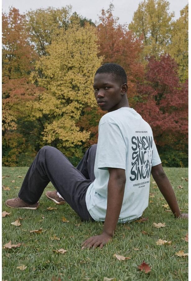 MANGO TEEN T-shirt met backprint lichtblauw Jongens Katoen Ronde hals maat 158(XXS) - Foto 3