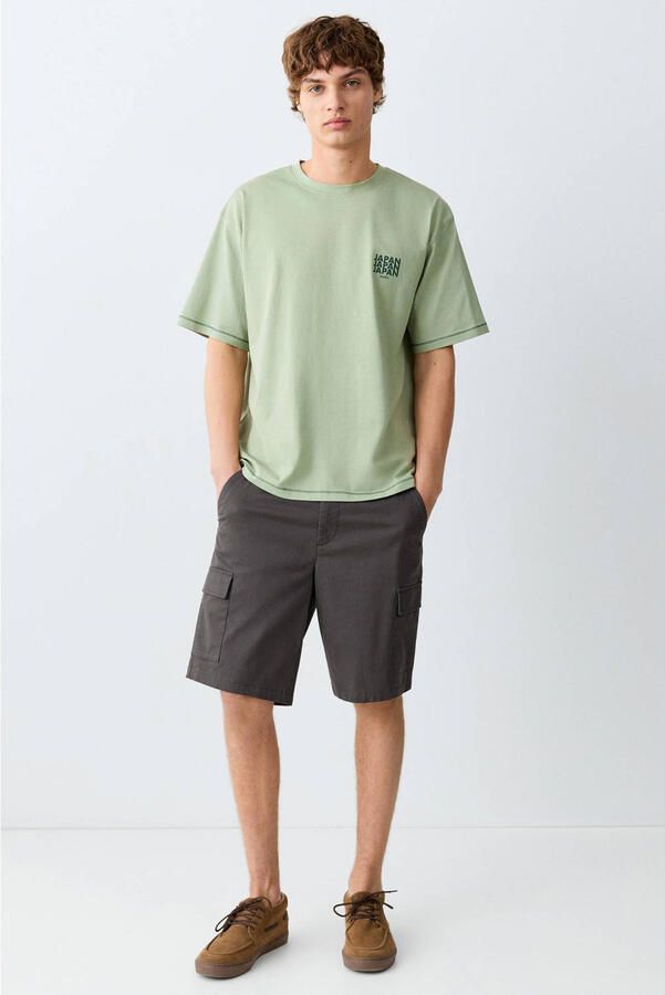 MANGO TEEN T-shirt met backprint lichtgroen - Foto 3