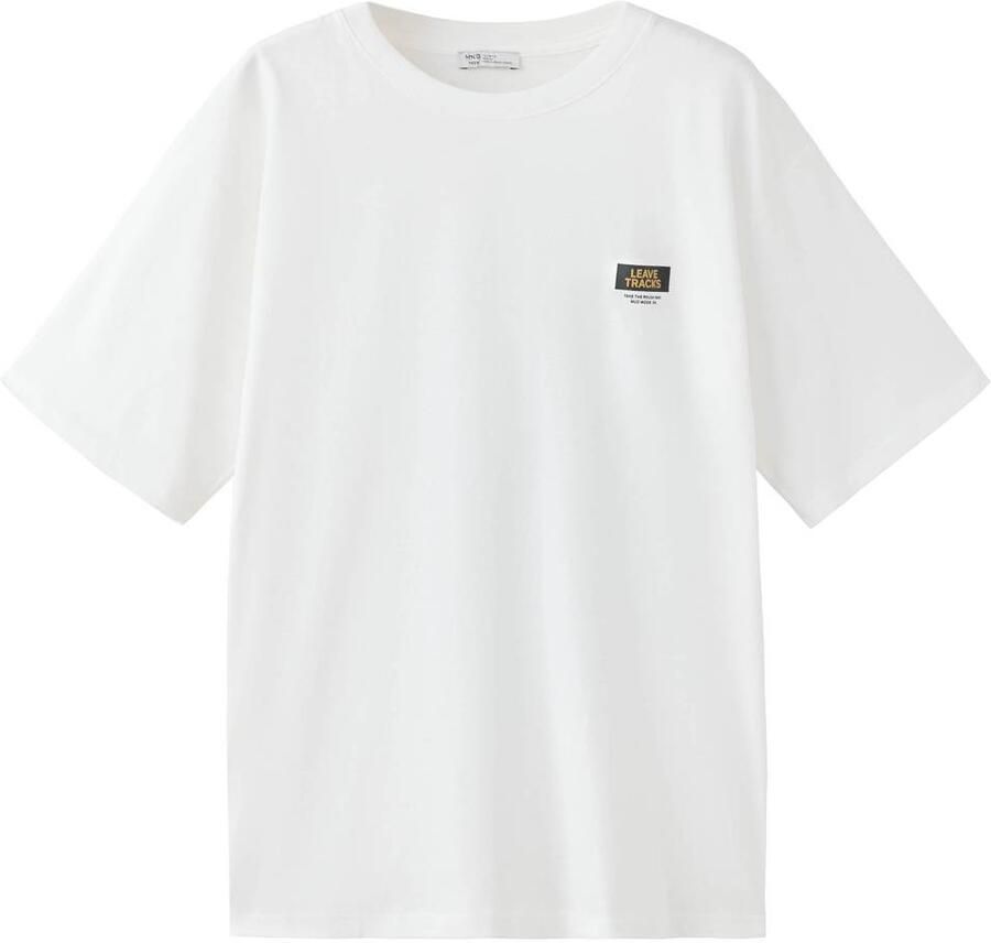 MANGO TEEN T-shirt met backprint wit Jongens Katoen Ronde hals Backprint maat 185(XL)