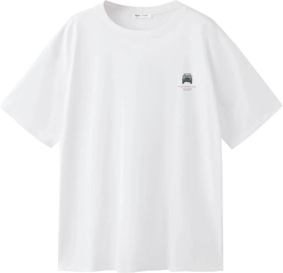MANGO TEEN T-shirt met backprint wit Jongens Katoen Ronde hals Backprint maat 158(XXS)
