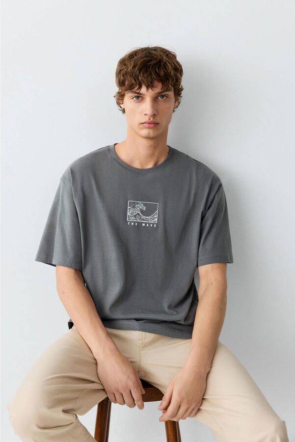 MANGO TEEN T-shirt met print grijs - Foto 3