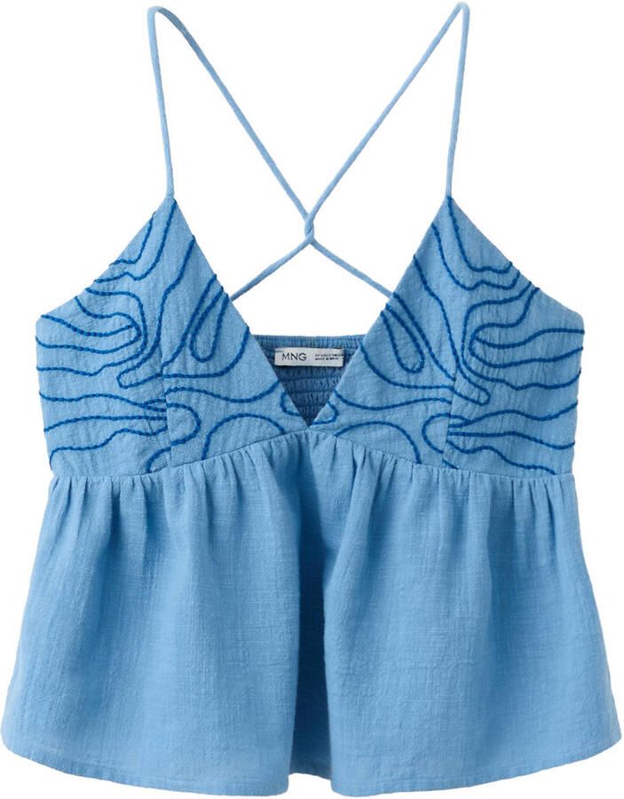 MANGO TEEN top met borduursels blauw