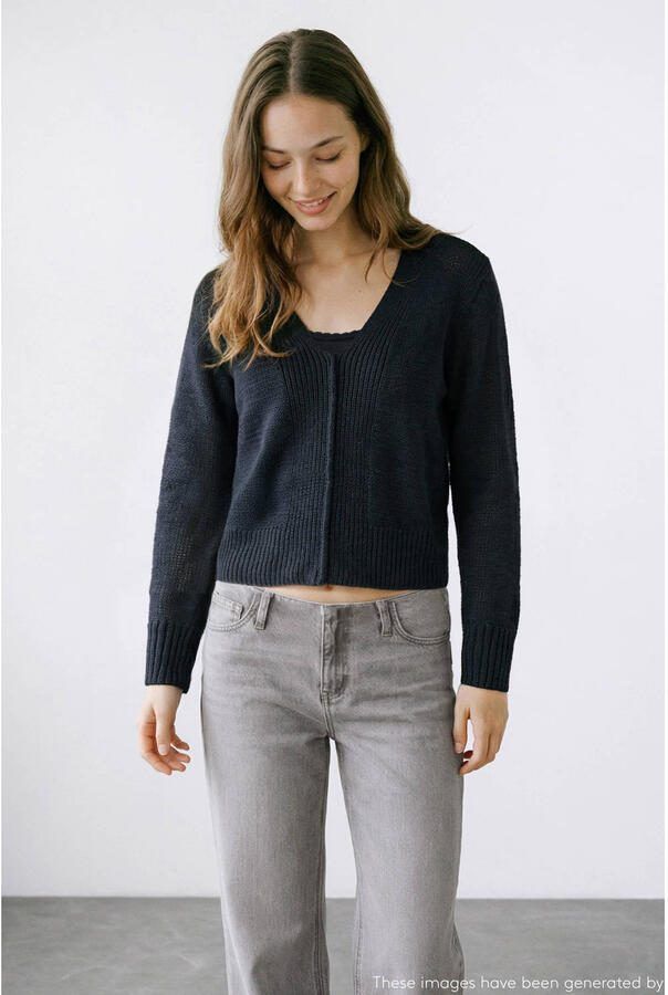 MANGO TEEN trui donkerblauw gebreid