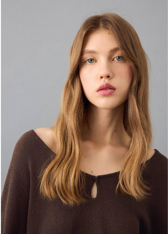 MANGO TEEN trui donkerbruin fijn gebreid - Foto 2