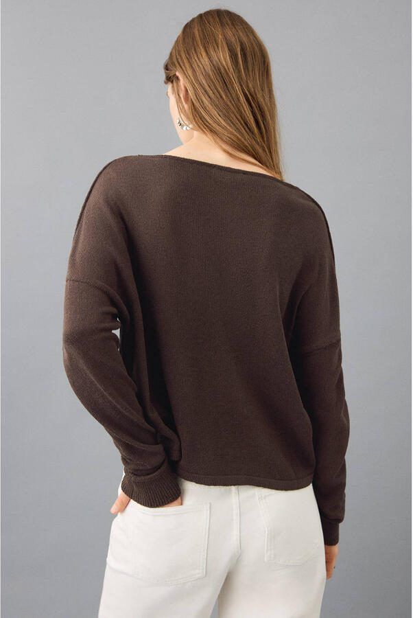 MANGO TEEN trui donkerbruin fijn gebreid - Foto 3