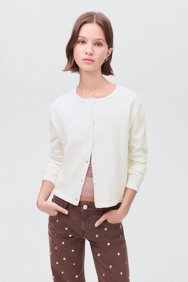 MANGO TEEN vest ecru fijn gebreid