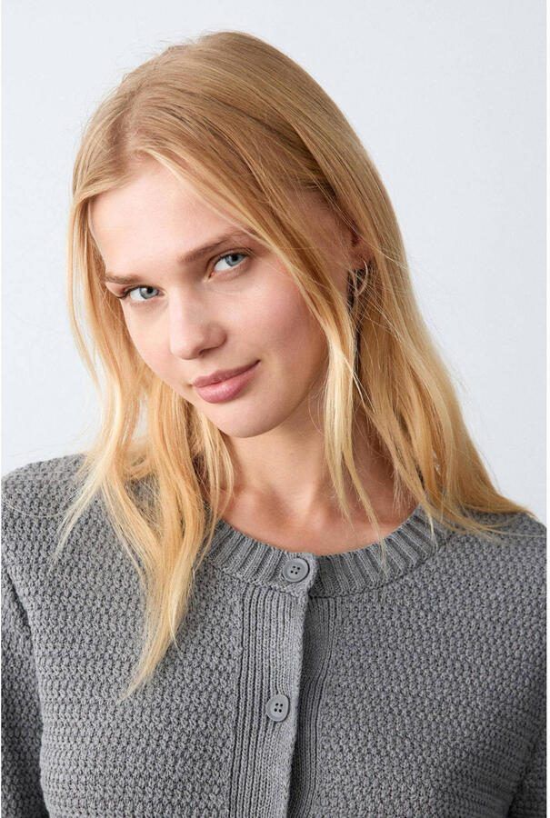 MANGO TEEN vest grijs grof gebreid - Foto 3