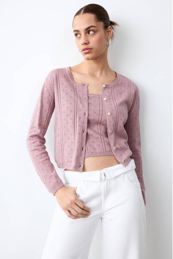 MANGO TEEN vest roze fijn gebreid - Foto 3