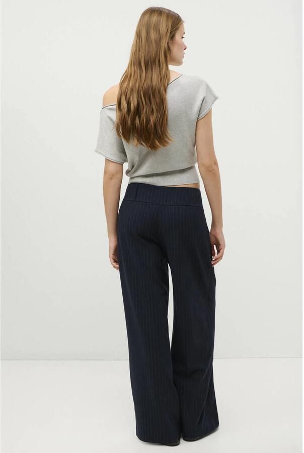MANGO TEEN wide leg casual broek met krijtstreep marineblauw - Foto 2