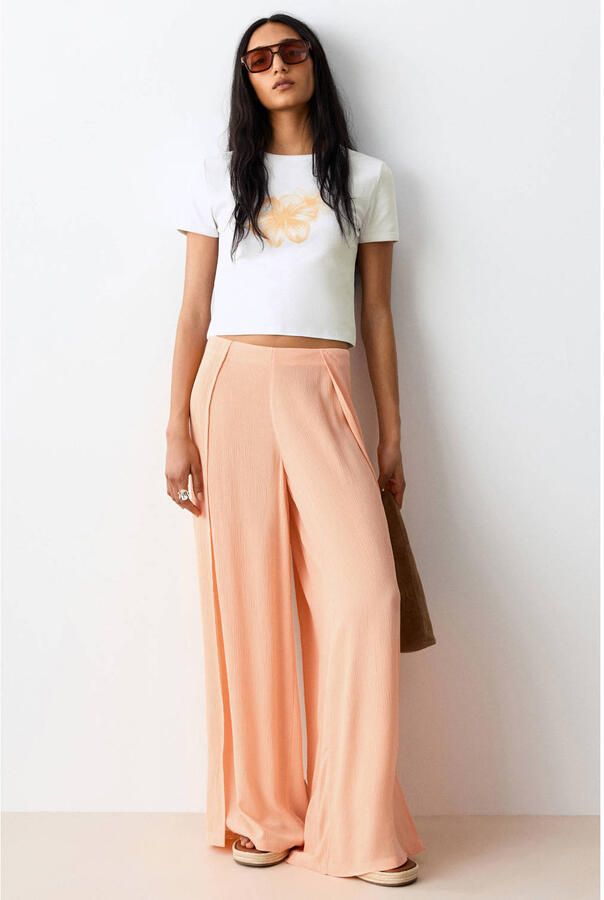 MANGO TEEN wide leg casual broek oranje