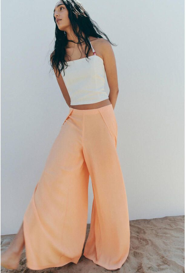 MANGO TEEN wide leg casual broek oranje - Foto 3
