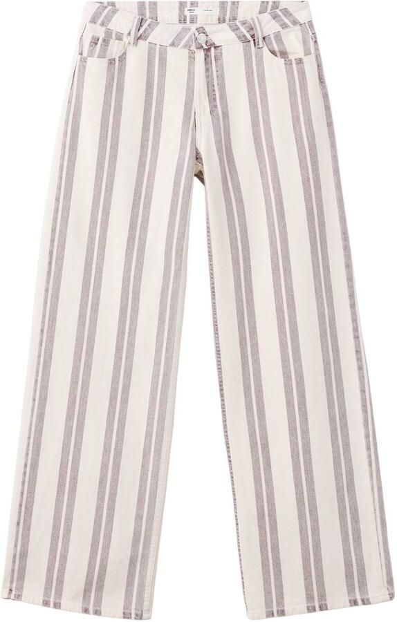MANGO TEEN wide leg gestreepte jeans lichtbeige