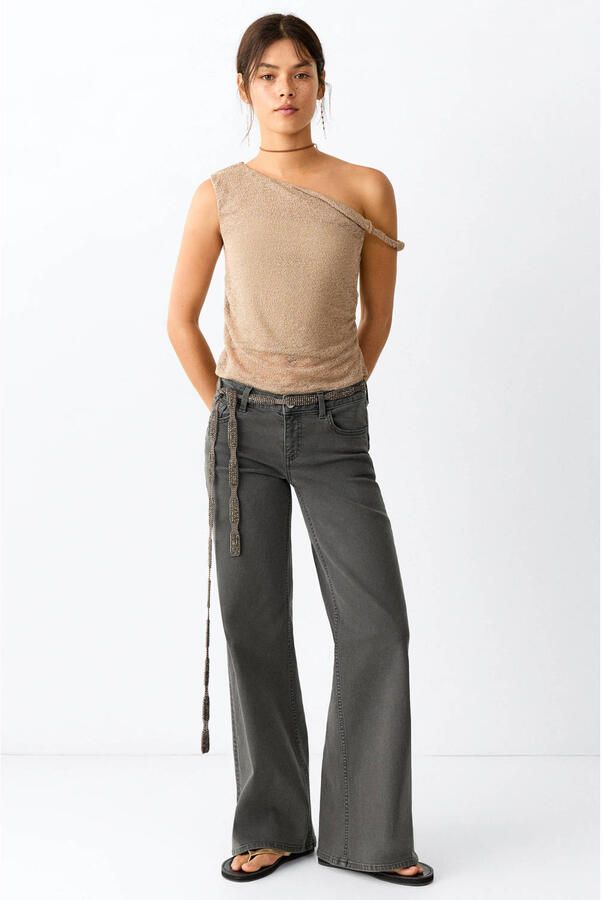 MANGO TEEN wide leg jeans antraciet