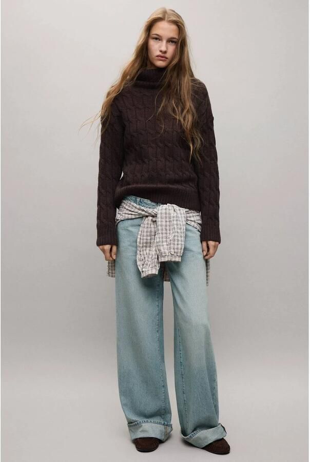 MANGO TEEN wide leg jeans changeant blauw