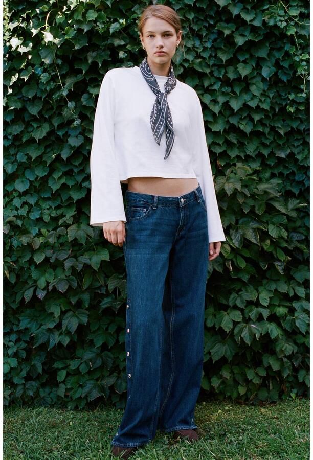MANGO TEEN wide leg jeans dark blue denim