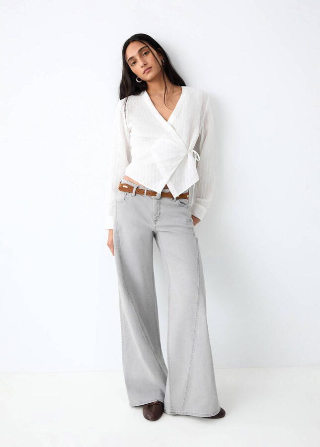MANGO TEEN wide leg jeans grey denim