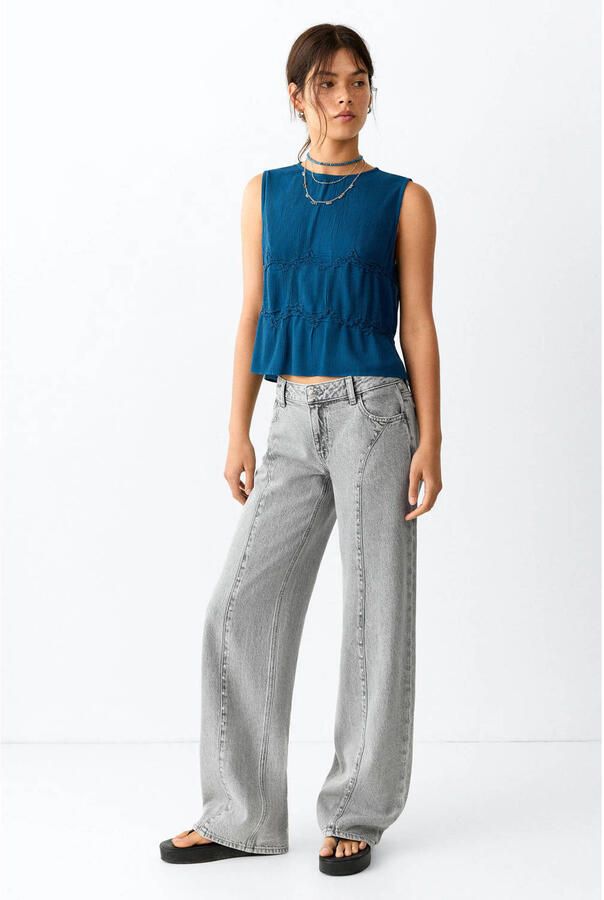 MANGO TEEN wide leg jeans grijs