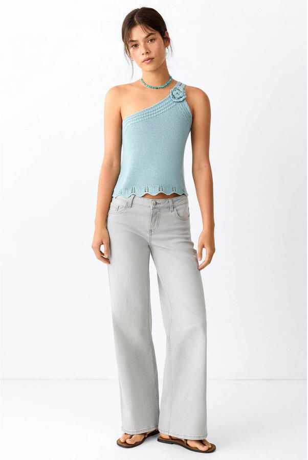 MANGO TEEN wide leg jeans grijs