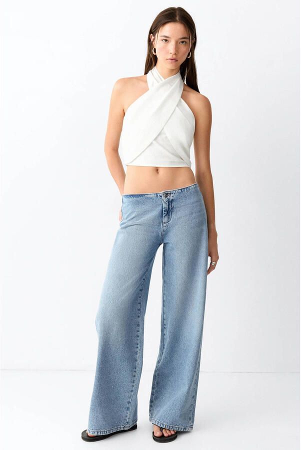 MANGO TEEN wide leg jeans lichtblauw