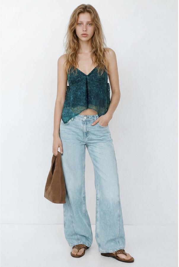 MANGO TEEN wide leg jeans lichtblauw