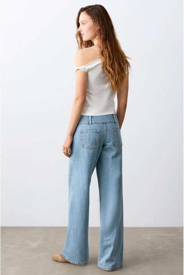 MANGO TEEN wide leg jeans light blue denim - Foto 2