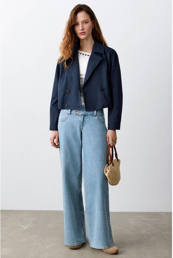 MANGO TEEN wide leg jeans light blue denim