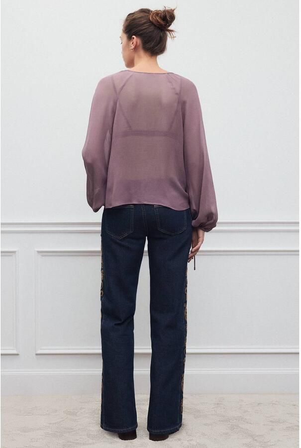 MANGO TEEN wide leg jeans met borduursels changeant blauw - Foto 2